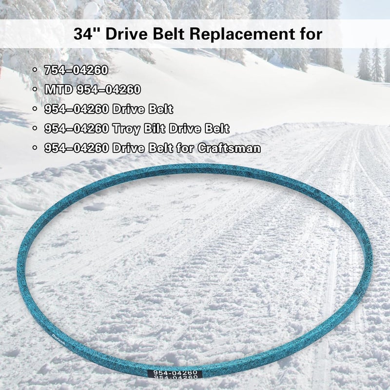 Dofank 954-04260 Drive Belt Kevlar for Troy-Bilt, Craftsman, MTD, Bolens, White Outdoor, Huskee, Yard Machines, Yard-Man Snow Blowers, Replaces MTD 754-04260, OEM-754-04260 - 3/8" x 34" - Image 3
